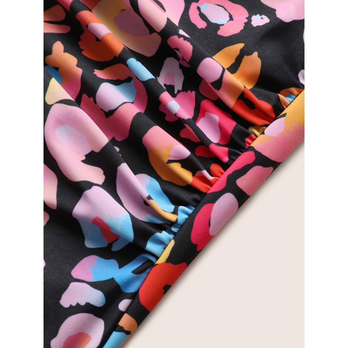 Plus Size Leopard Print Ruched One Piece Swimsuit Women's Swimwear Multicolor Beach Gathered Curve Bathing Suits High stretch One Pieces BloomChic 12/L Product Image