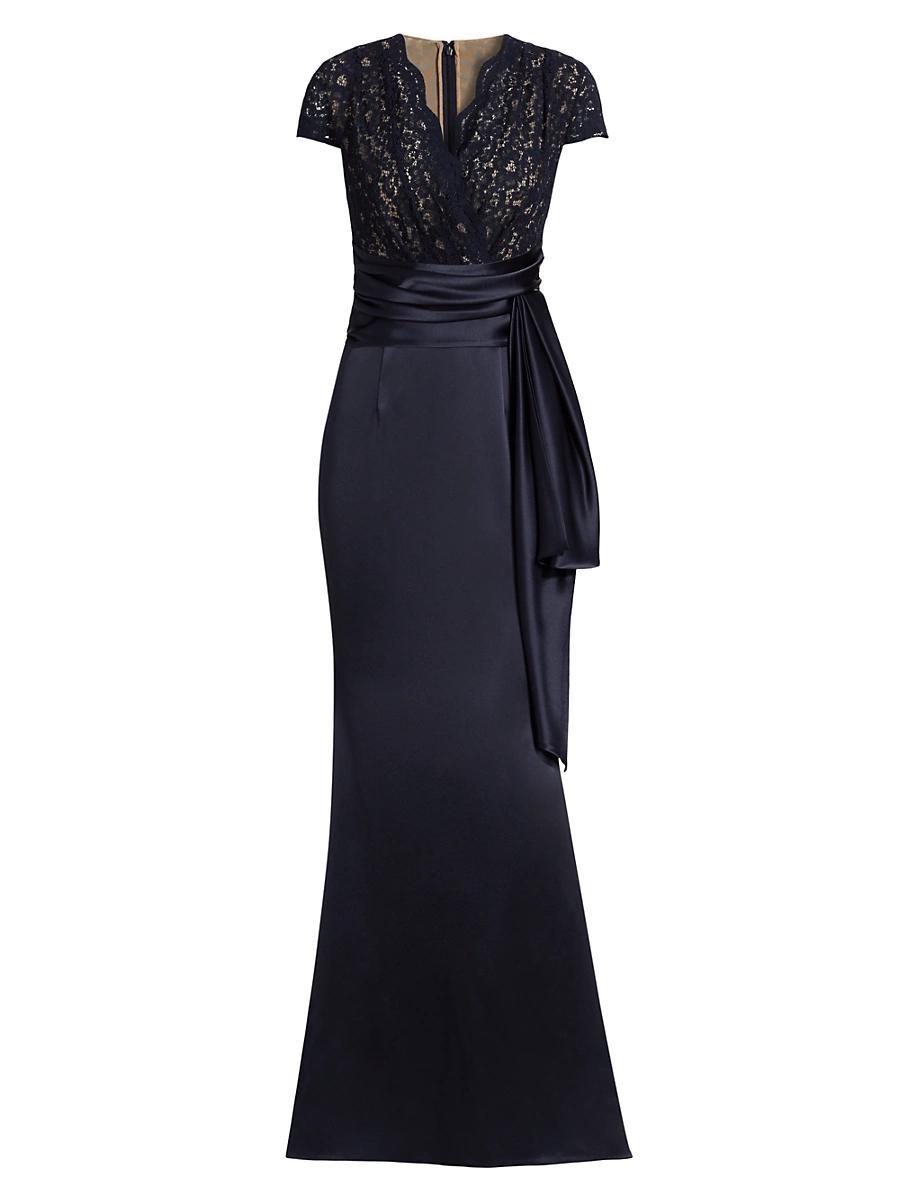 Womens Lace Satin Sash Gown Product Image