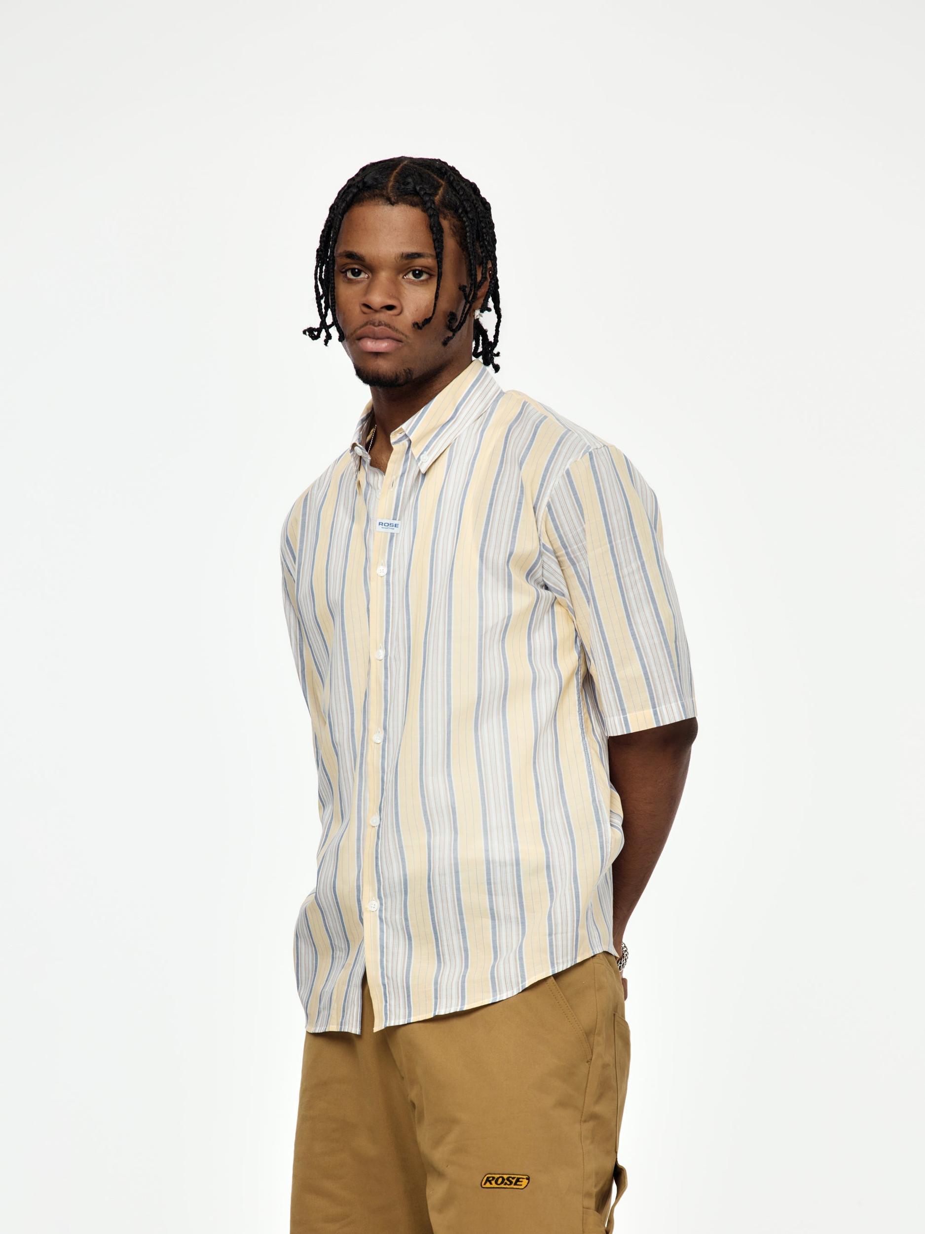 Stripe S/S Casual Shirt (Yellow/Blue) Product Image