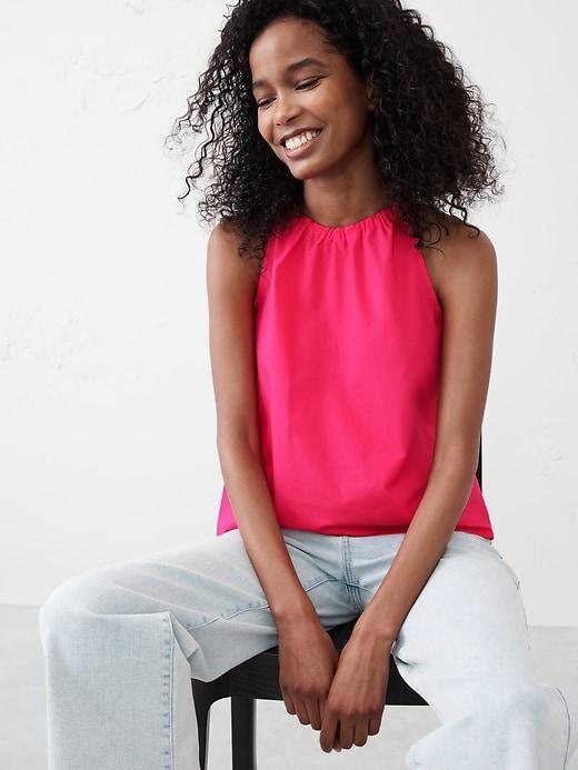 Gathered Poplin Top Product Image