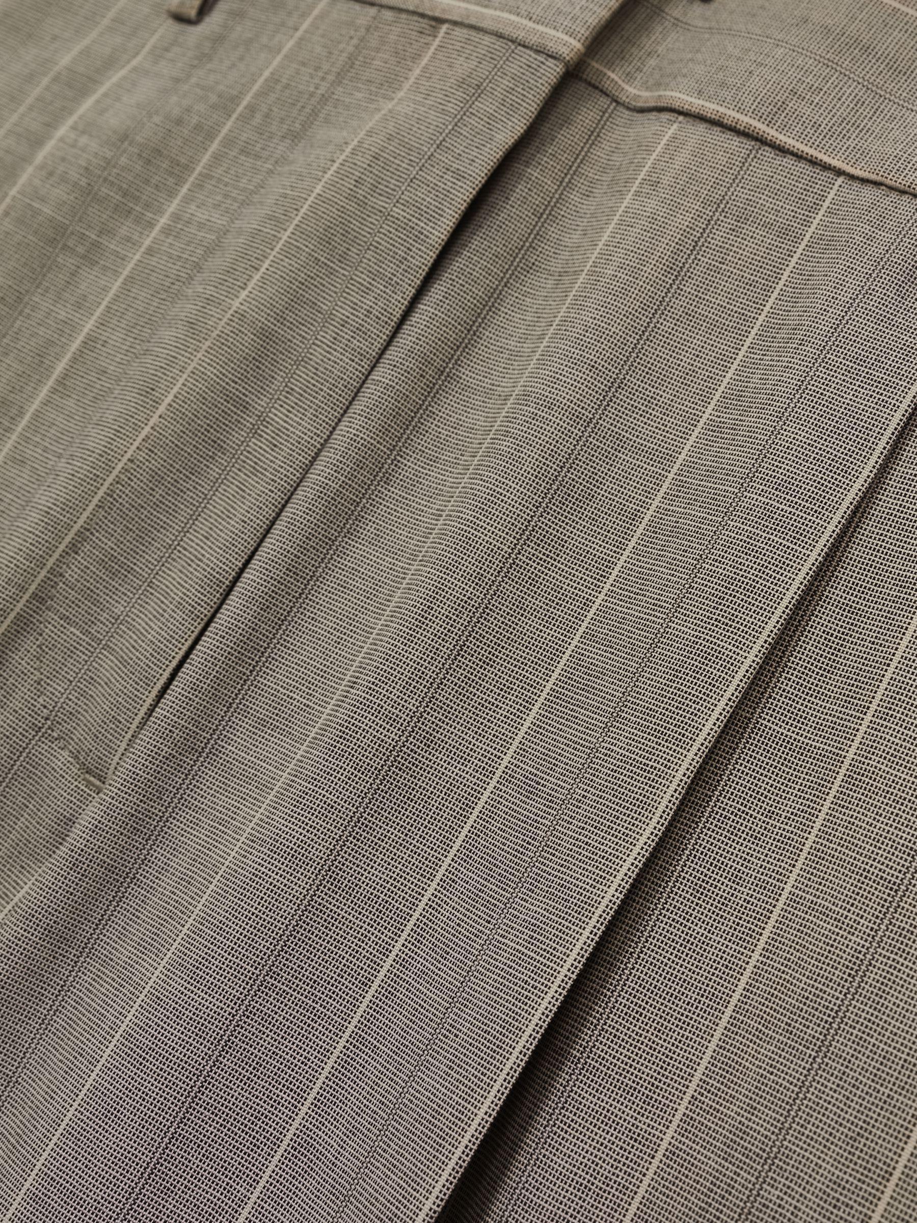 Petite Wool-Blend Wide-Leg Pinstripe Trousers in Grey Product Image