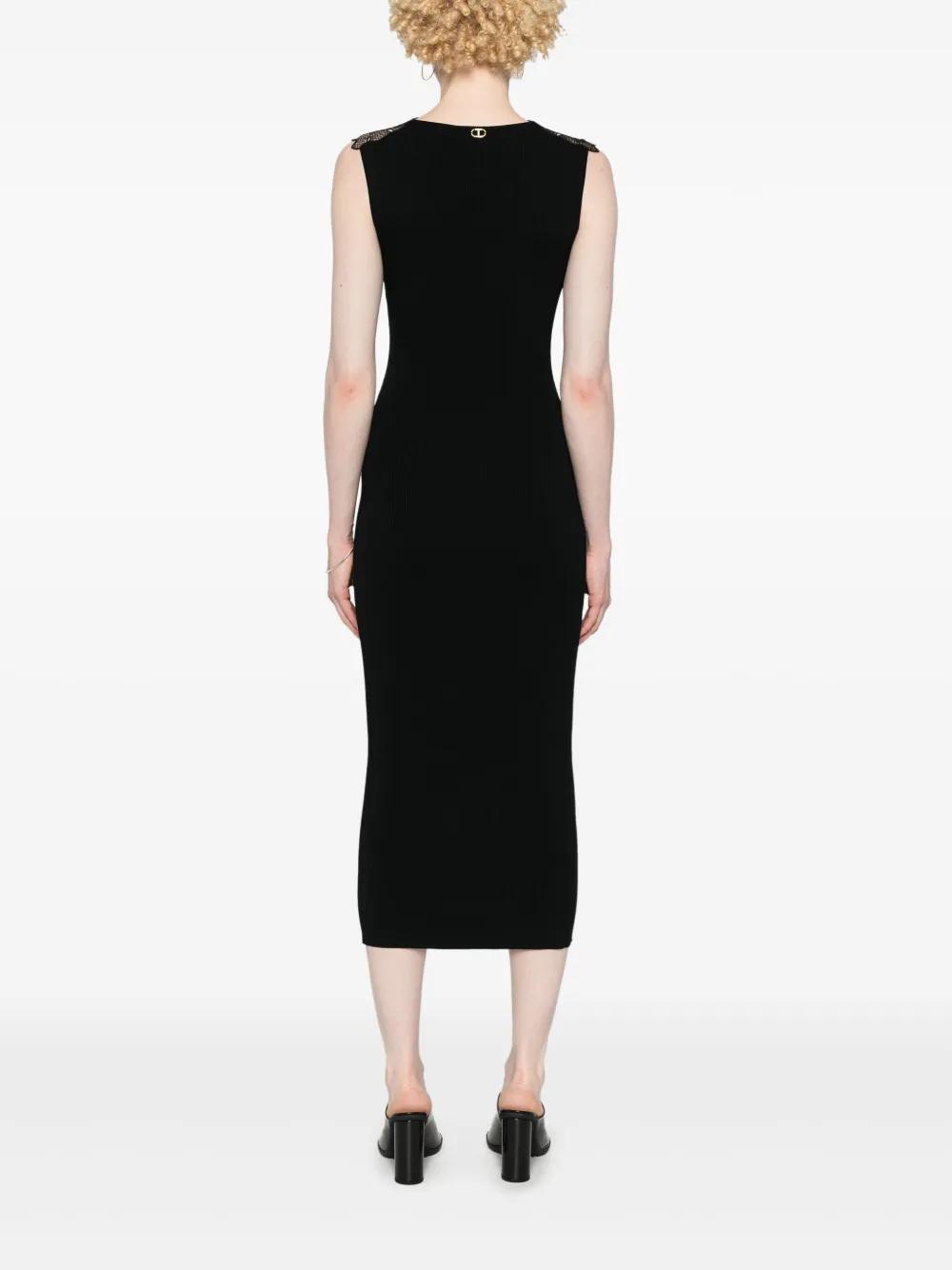 lace-detail ribbed midi dress Product Image