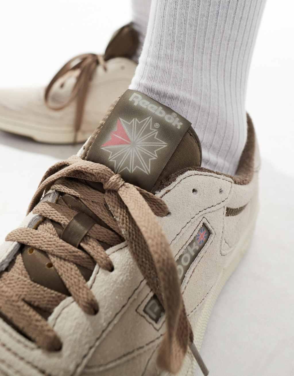 Reebok Club C Vintage sneakers in off-white with brown detail Product Image