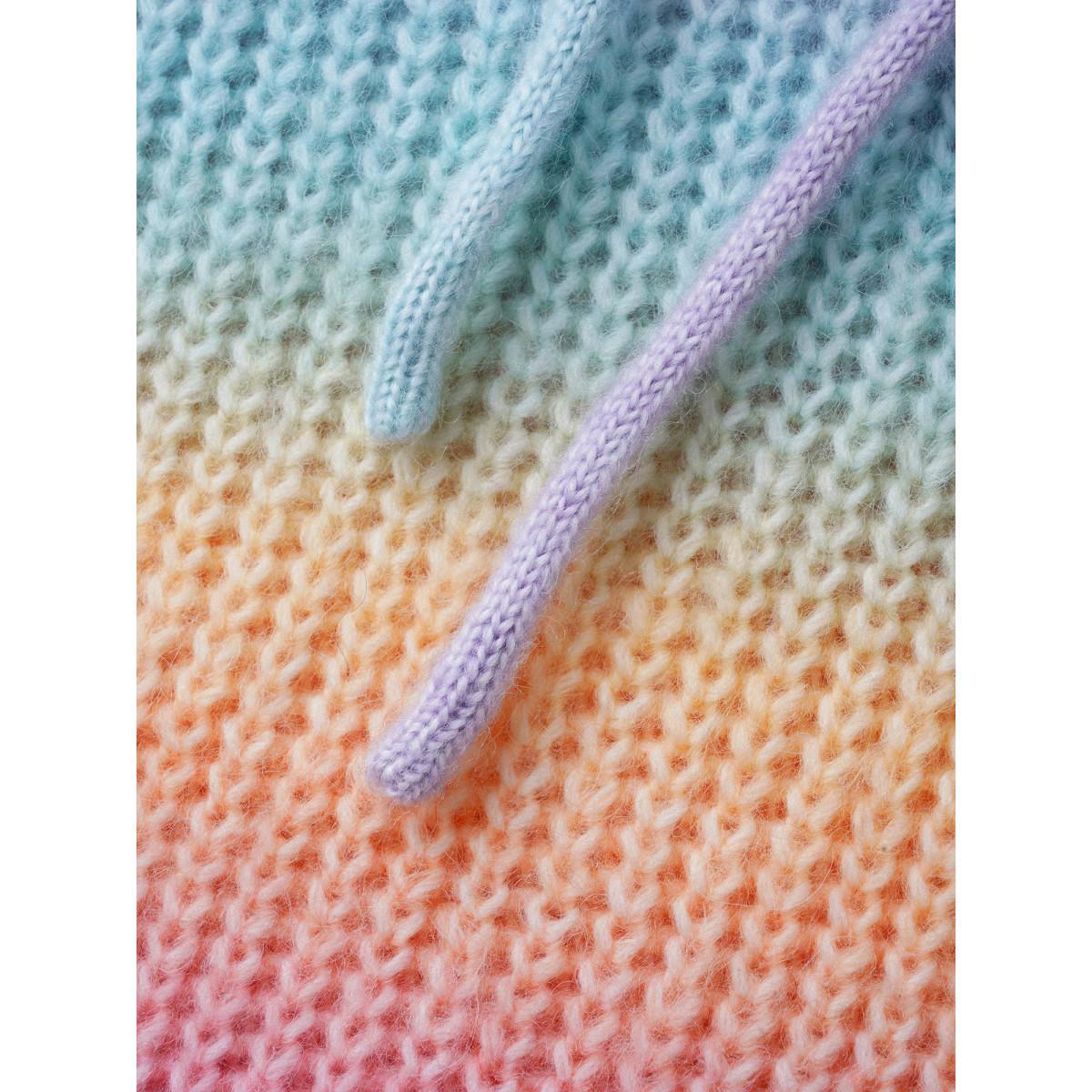 Plus Size Ombre Contrast Hooded Drop Shoulder Pullover Multicolor Women Casual Loose Long Sleeve Hooded Everyday Pullovers BloomChic 12/L Product Image