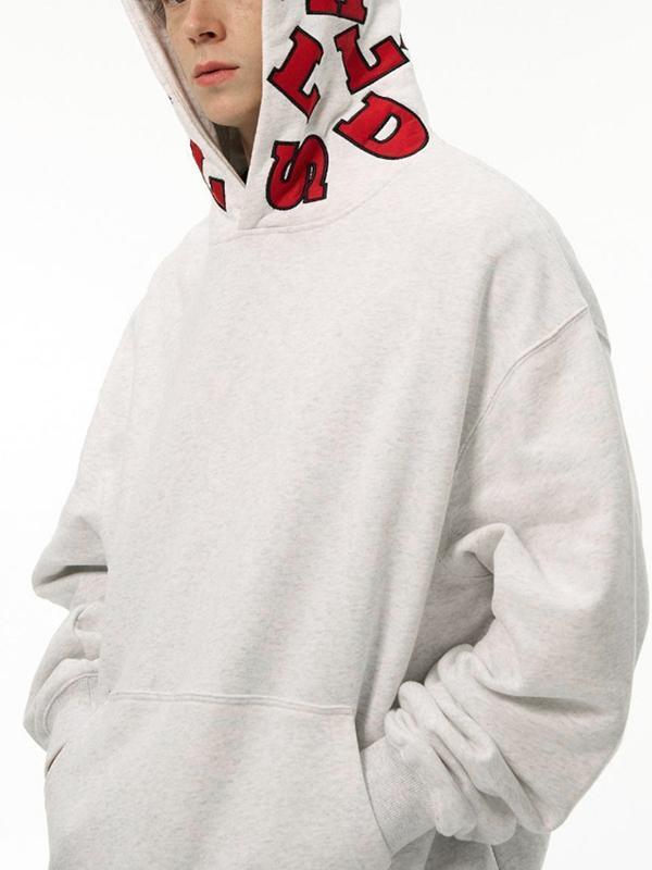 Men's Letter Embroidered Print Oversized Hoodie Product Image