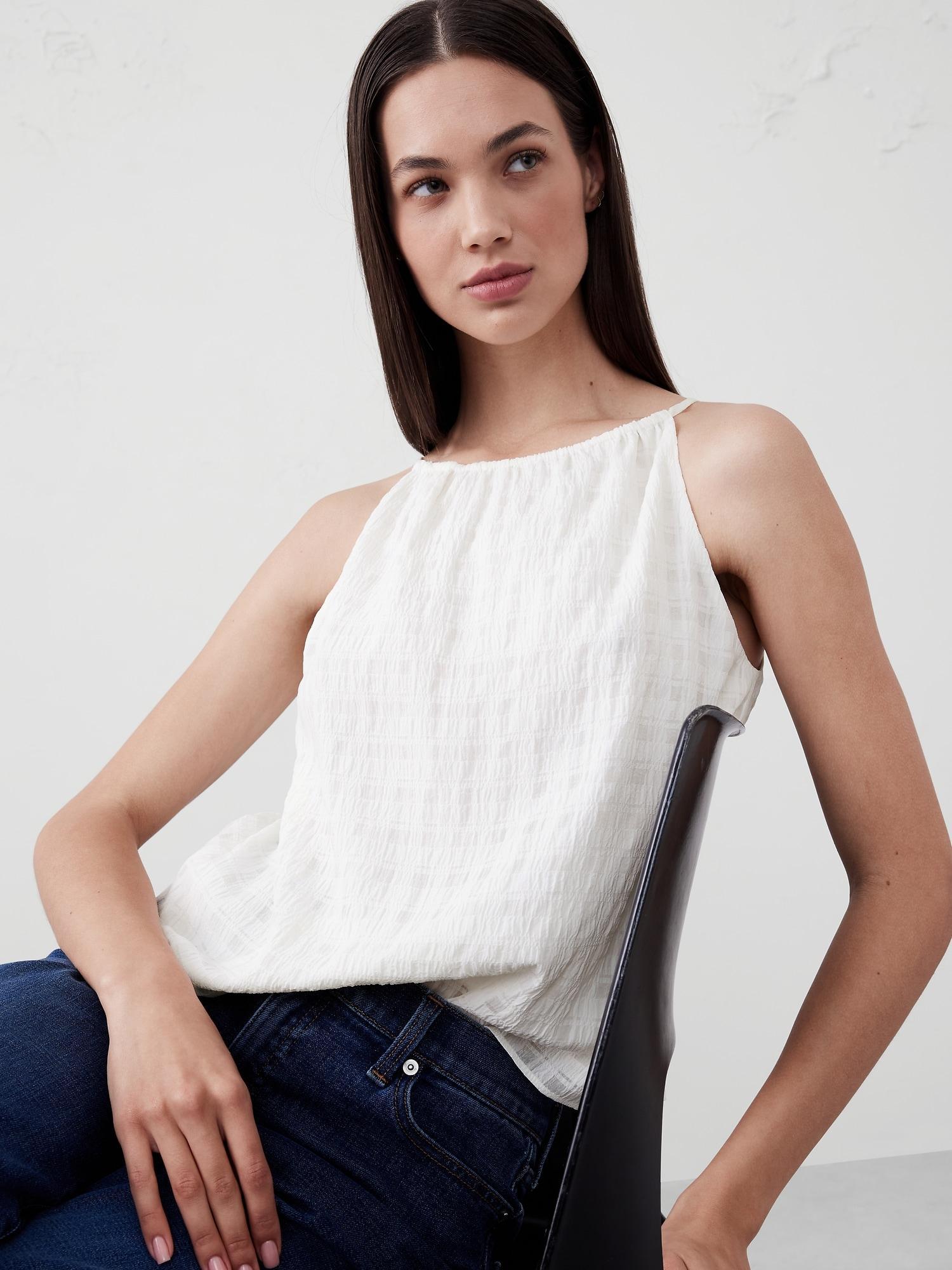 Jacquard Gathered Halter Top Product Image