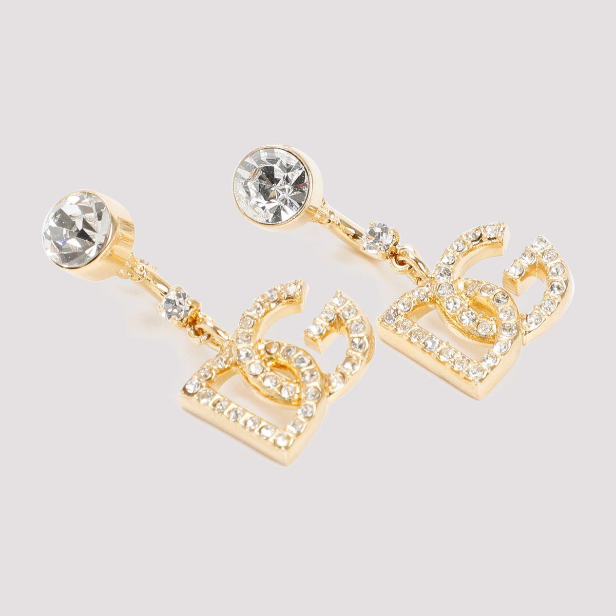 DOLCE & GABBANA Dg Logo Pendant Earrings With Rhinestones Accessories In Grey Product Image