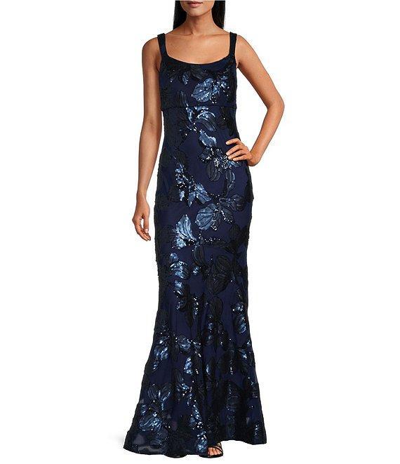 R & M Richards Embroidered Sequin Sweetheart Neck Sleeveless Mermaid Gown Product Image
