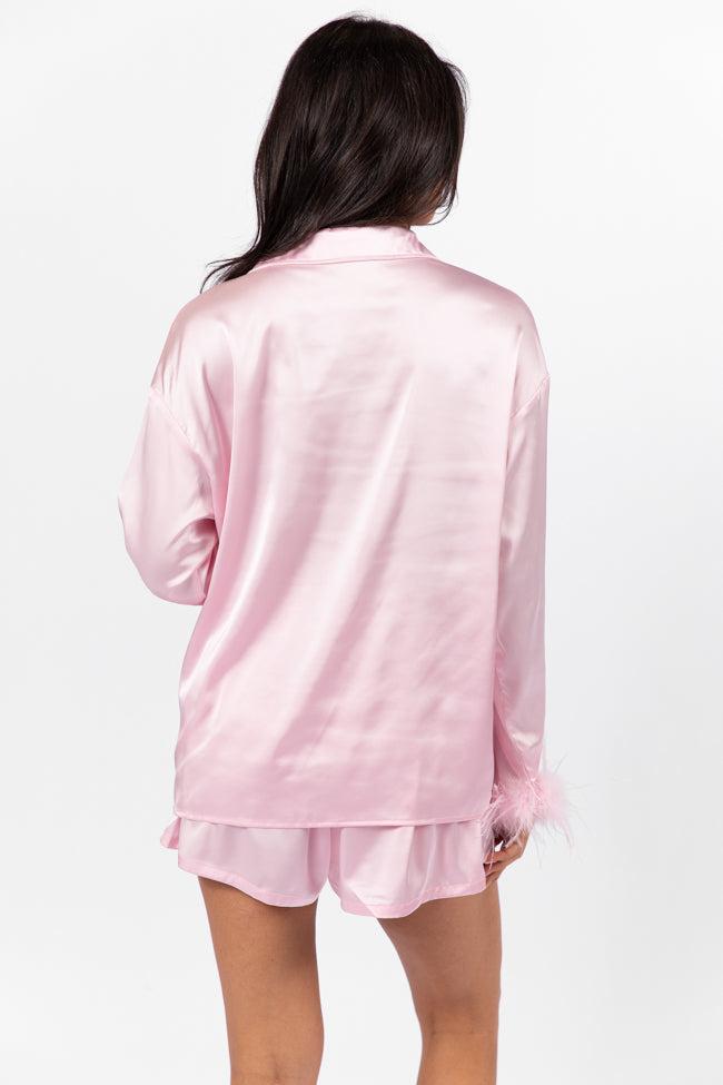 Early Riser Pale Pink Satin Pajama Top Product Image