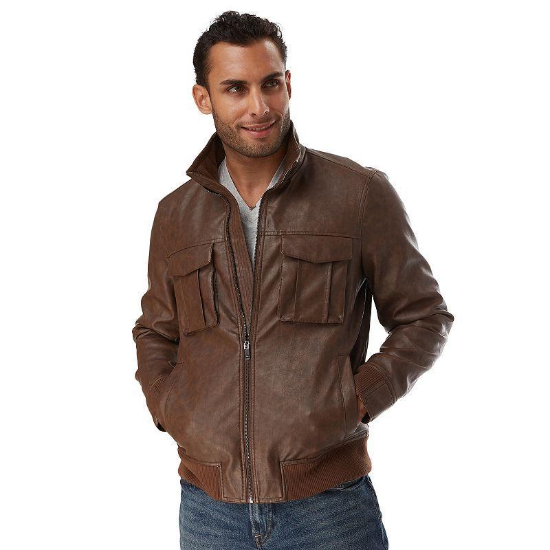 Big & Tall Apt. 9 Faux Leather Bomber Jacket, Mens Product Image