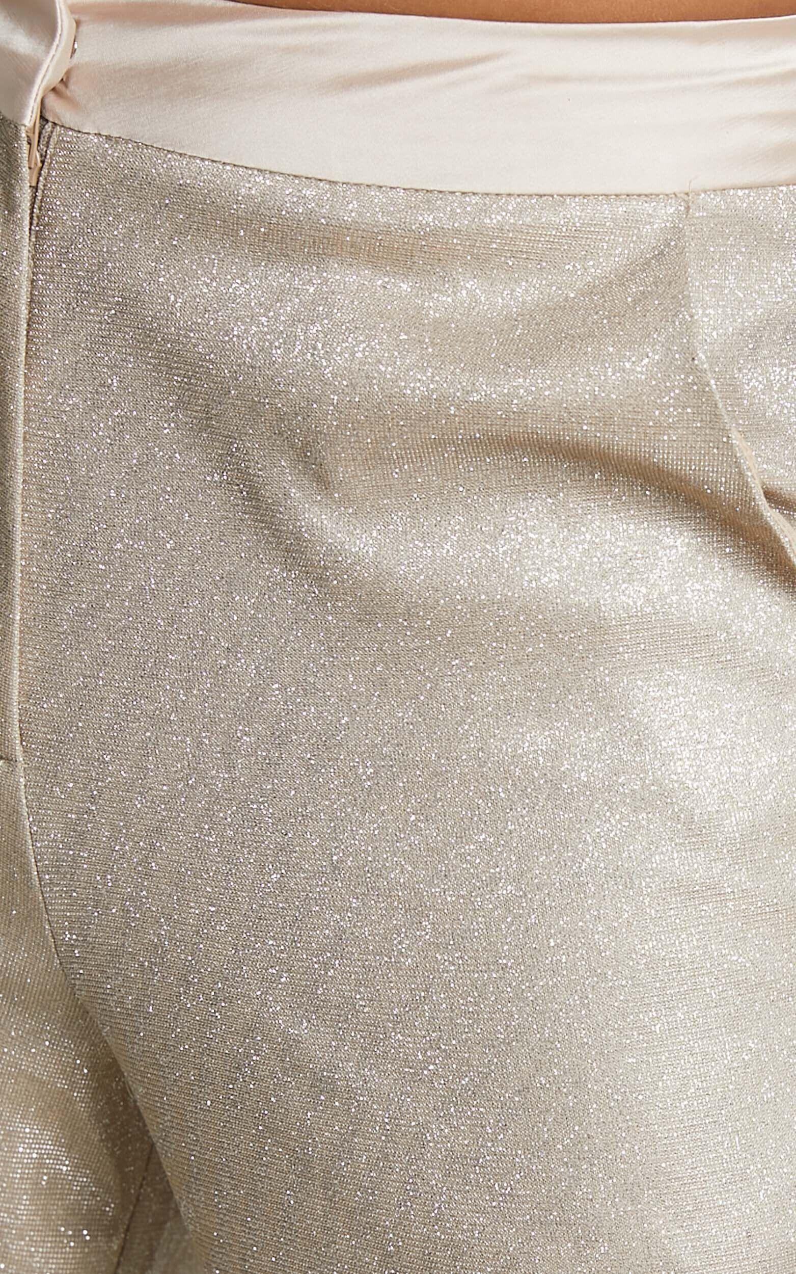 Sharleez Pants - Glitter High Waisted Tailored Wide Leg Pants in Gold Product Image