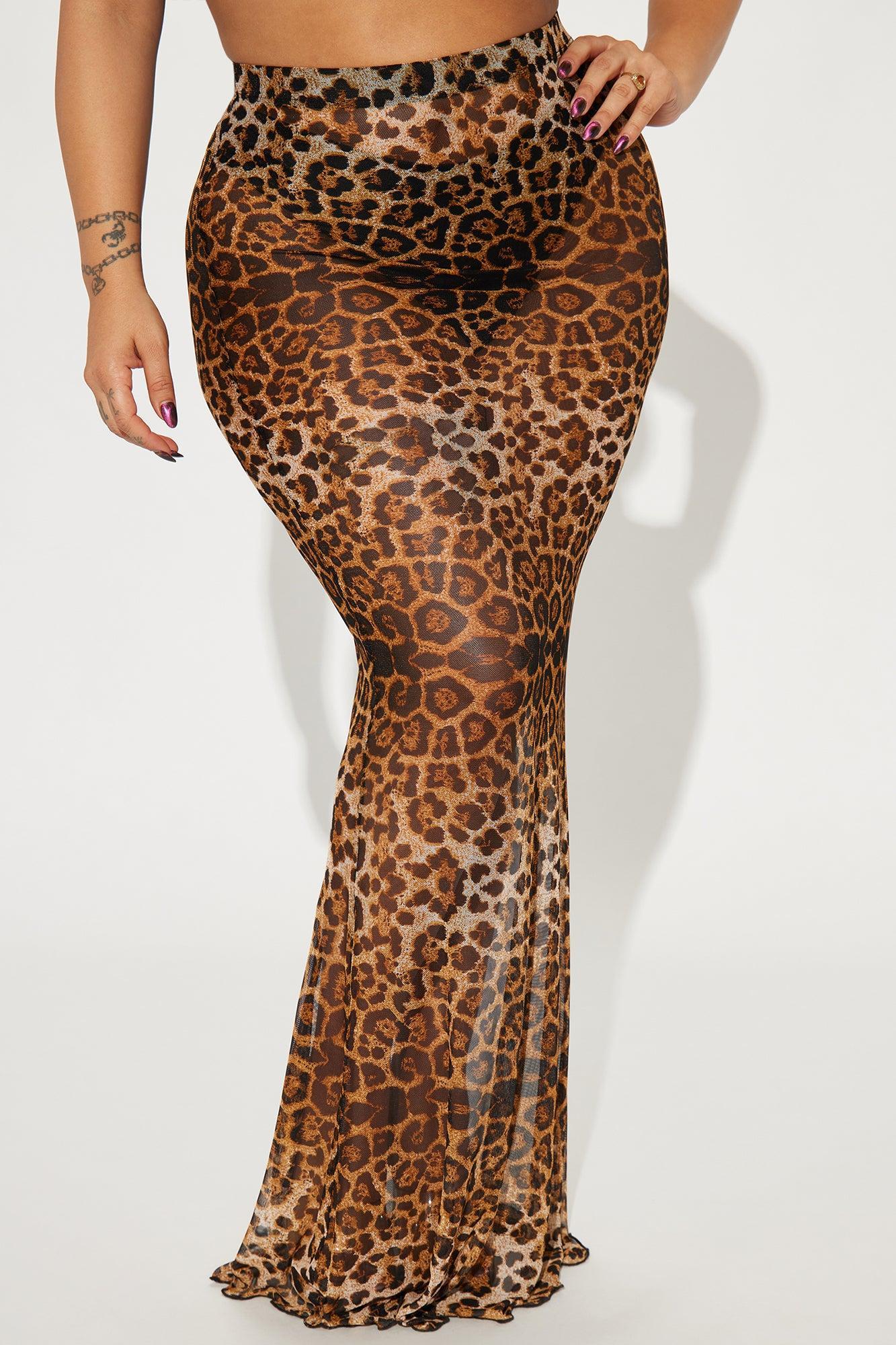 Catch Me Leopard Mesh Maxi Skirt - Brown/combo Product Image