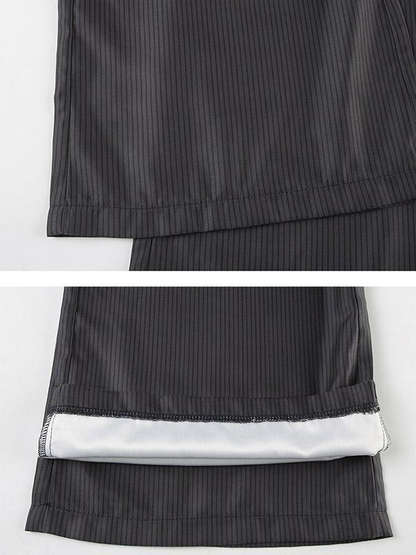 Flared Pants Loose Buttoned Striped Suit Pants Trousers Product Image