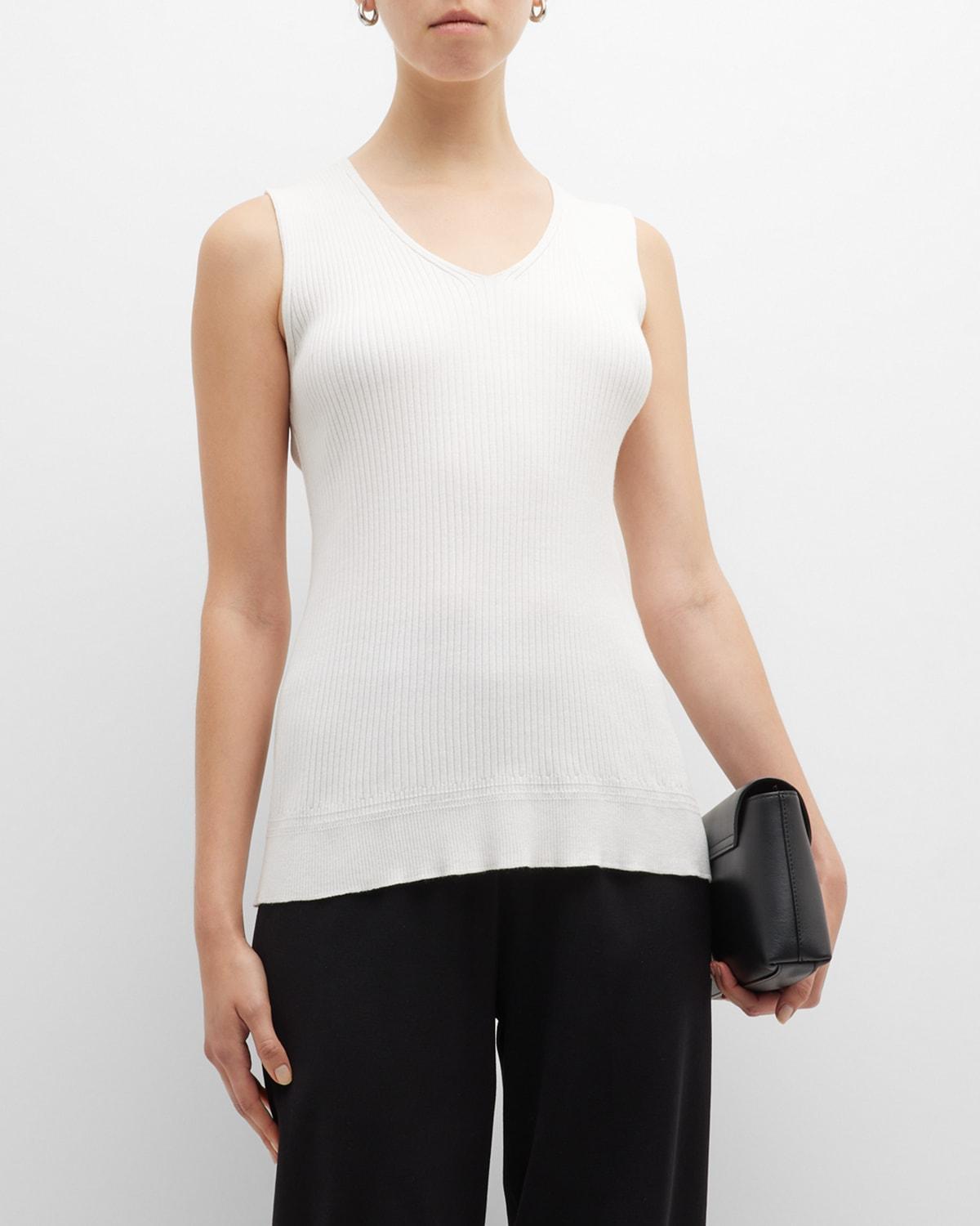 Womens V-Neck Rib-Knit Tank Top Product Image