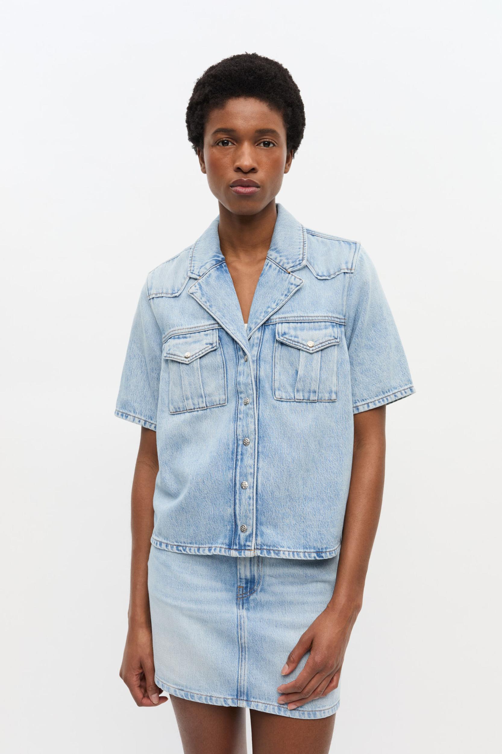 Light Blue Denim Shirt Product Image