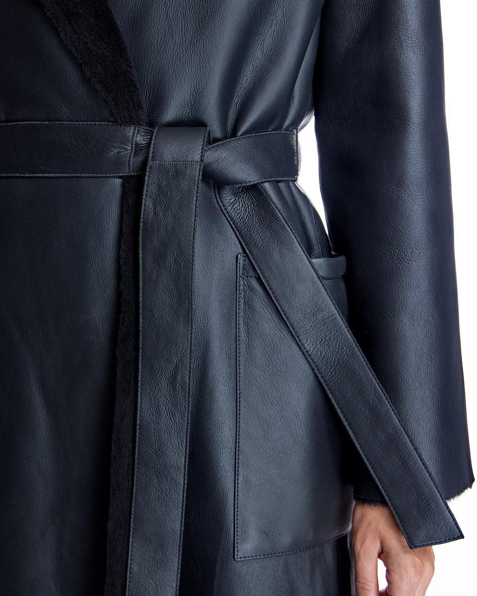 Belted Shearling Lamb Coat Product Image