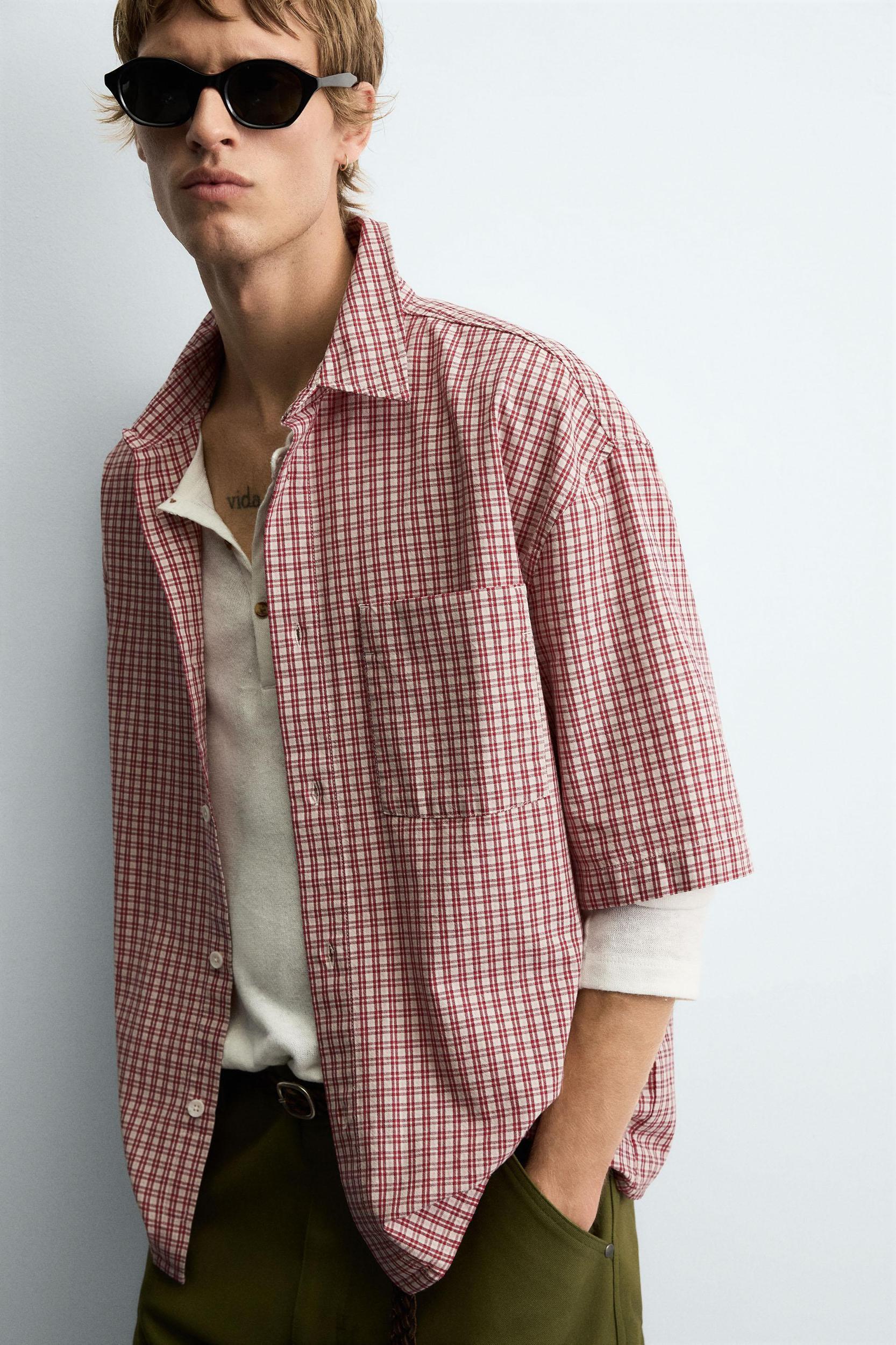 RELAXED FIT PLAID SHIRT Product Image
