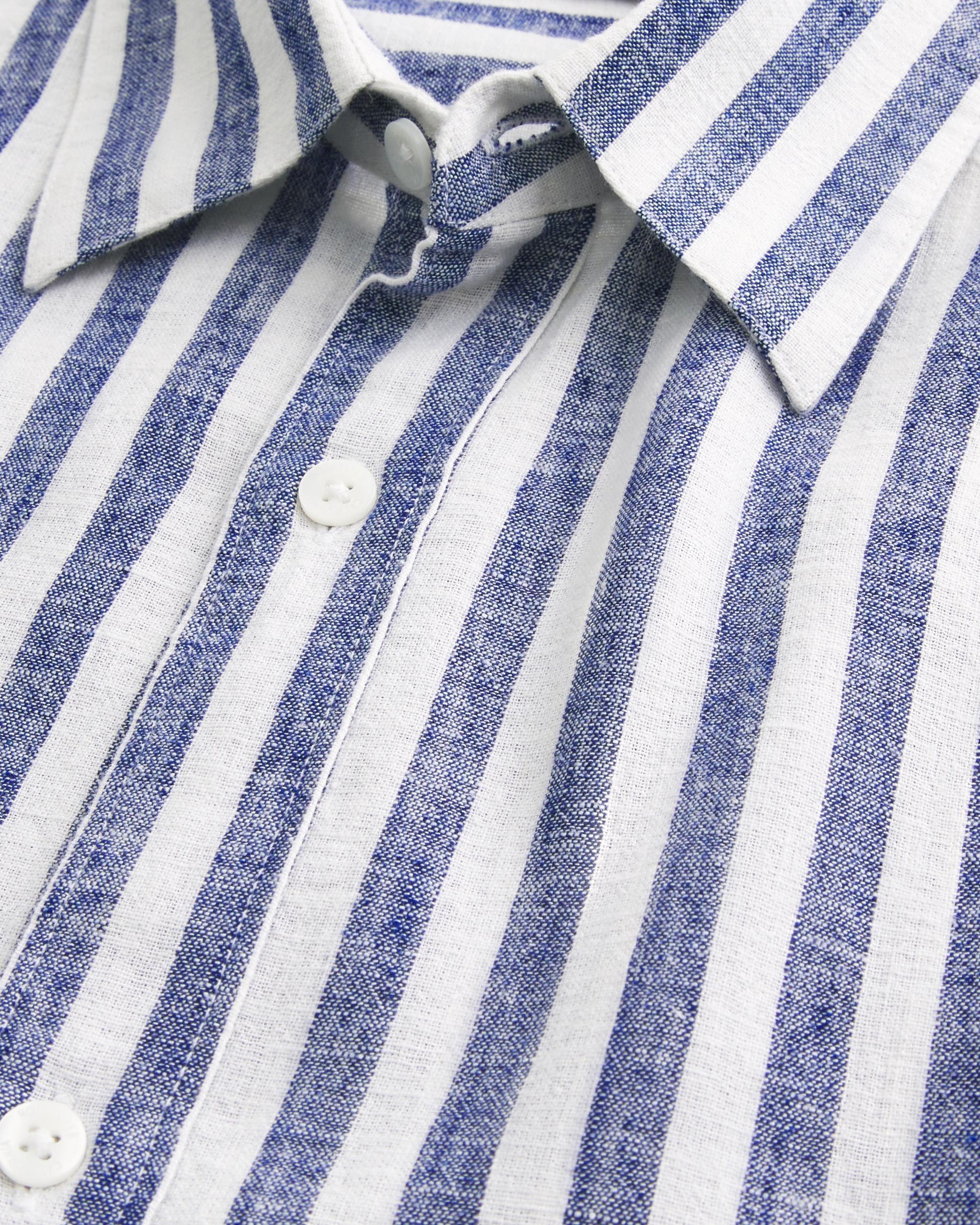 Linen-Blend Button-Through Shirt Product Image