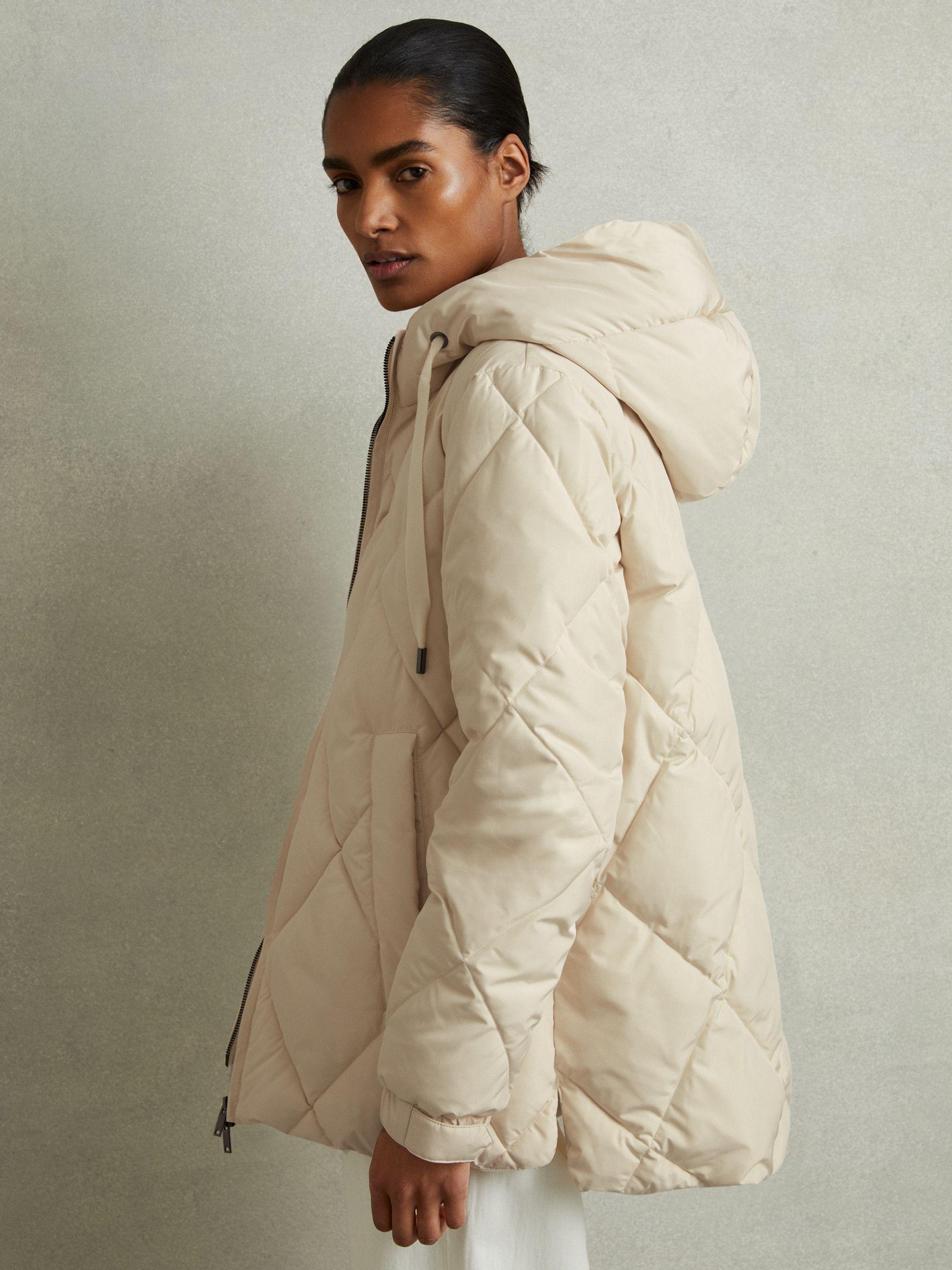 Quilted Puffer Coat in Cream Product Image