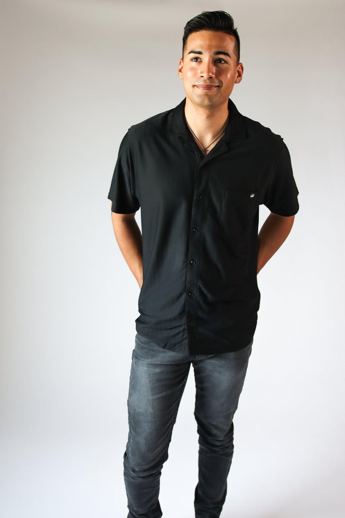 Micro Herringbone Knit Button Up Shirt Product Image