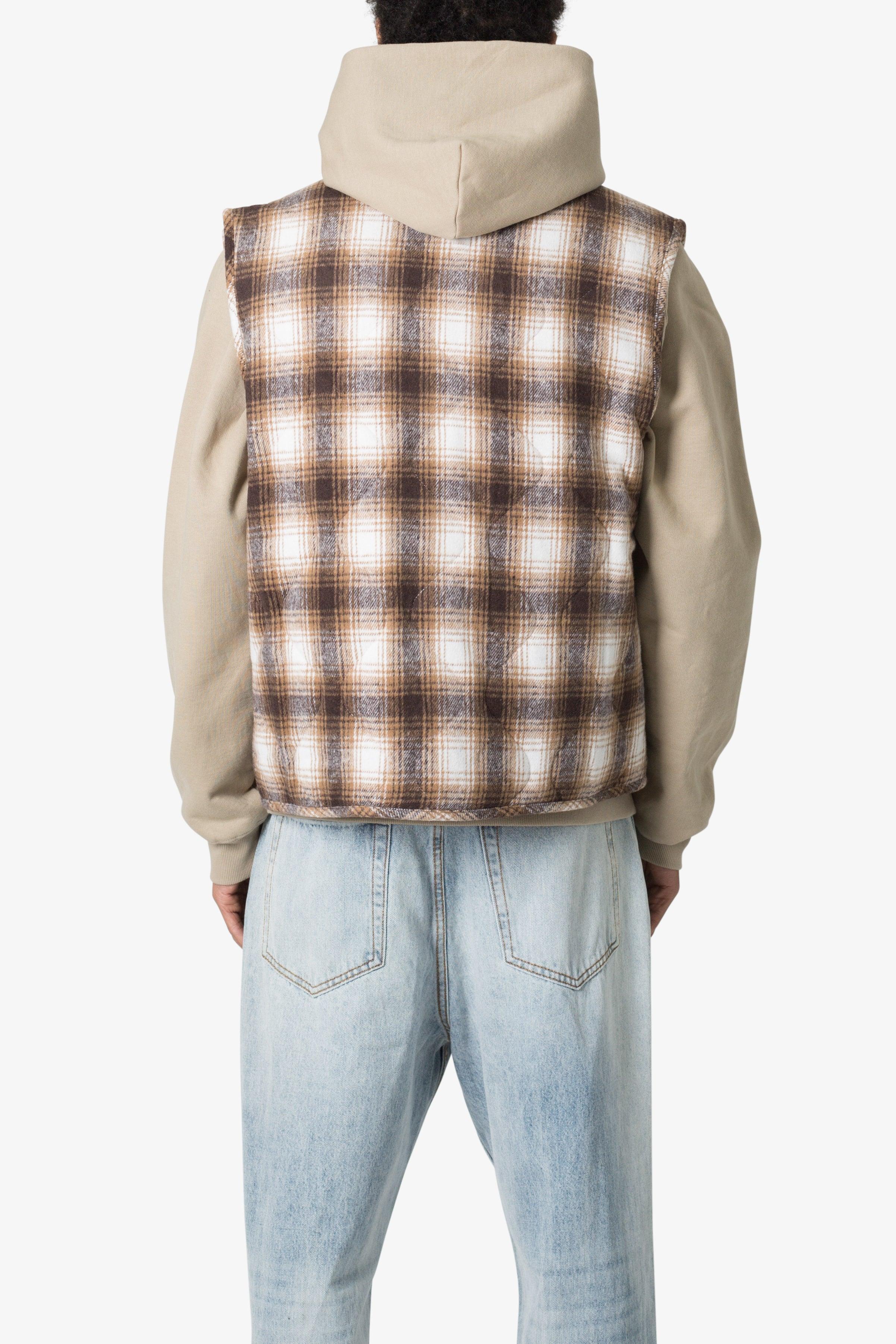 Brushed Plaid Vest - Brown/White Product Image