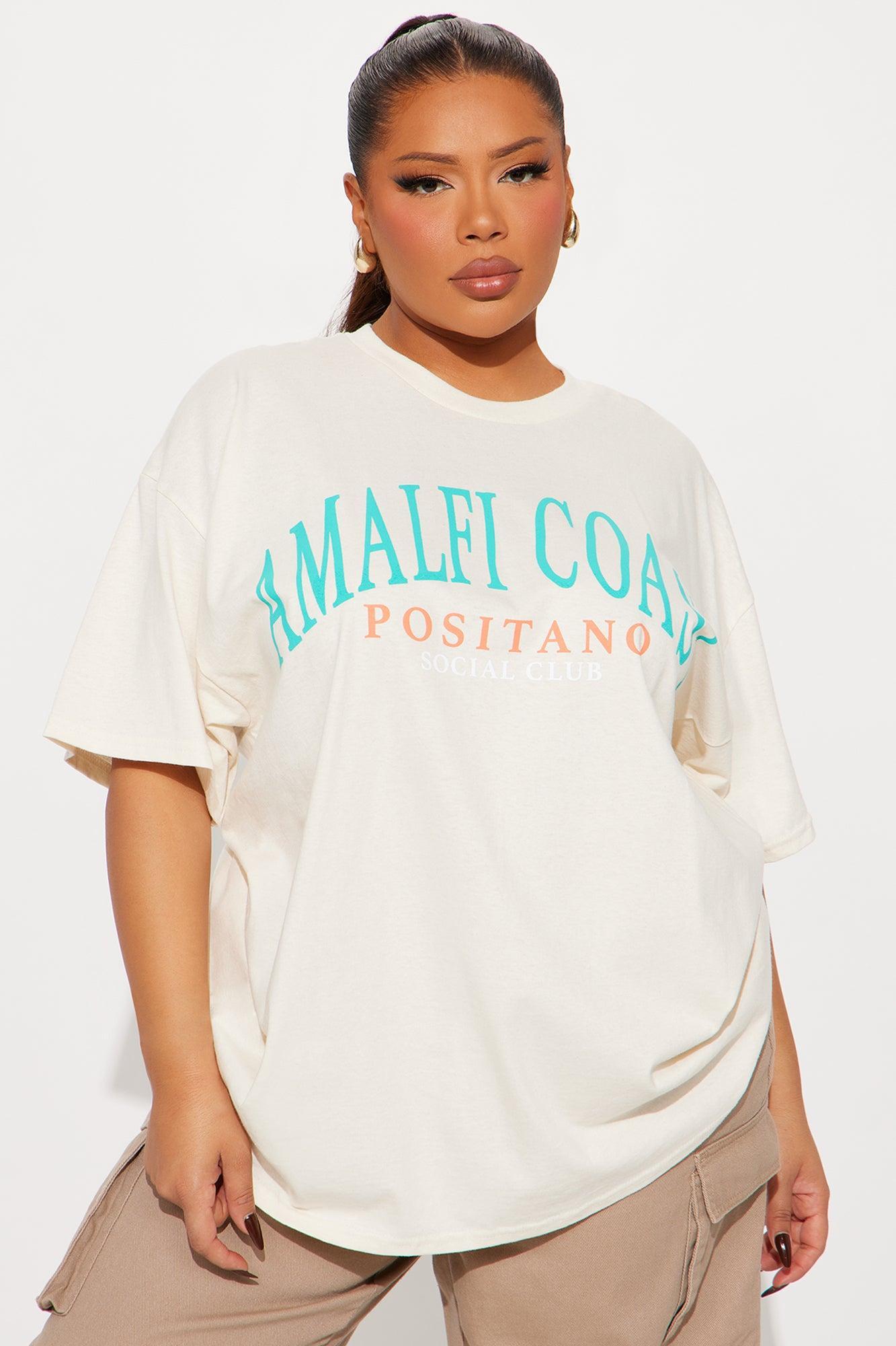 Amalfi Coast Summer Oversized Tee - Natural Product Image