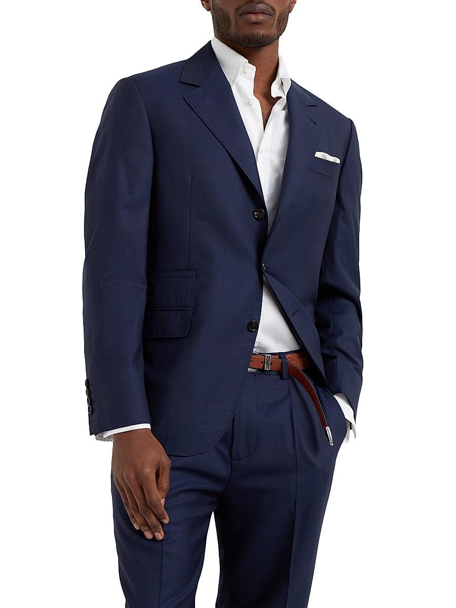 Mens Super 150s Virgin Wool Prince of Wales Jacket Product Image