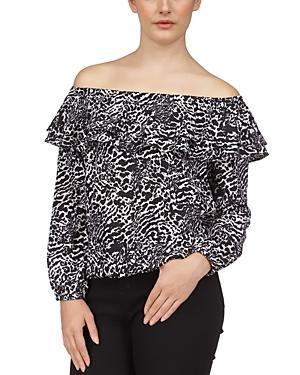 Michael Kors Ocelot Ruffle Trim Top Product Image