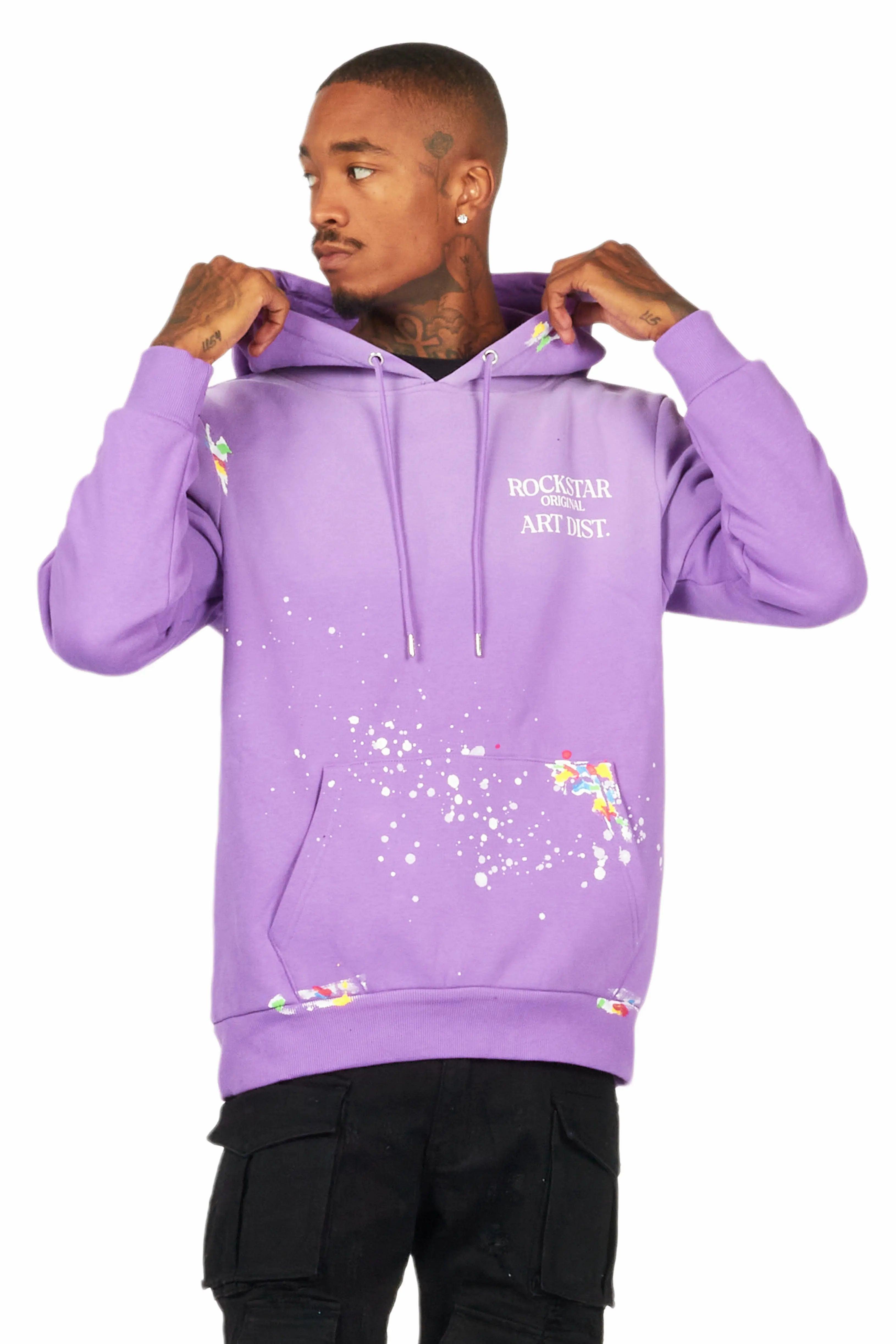 Rockstar Art Dist. Purple Graphic Hoodie Male Product Image