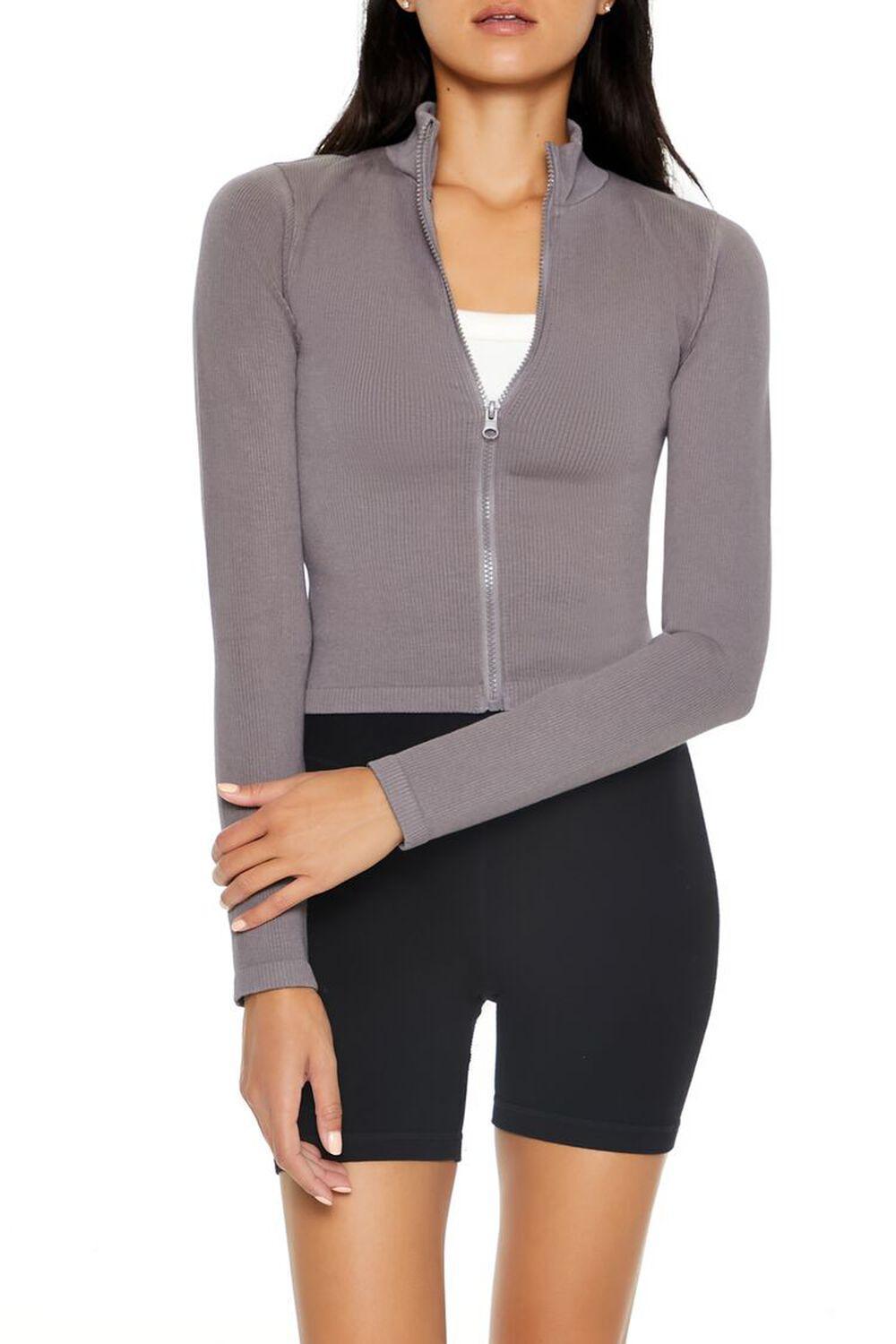 Seamless Ribbed Zip-Up Jacket | Forever 21 Product Image