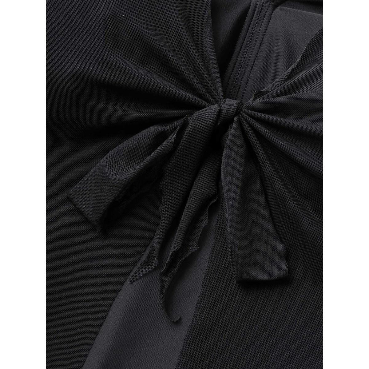 Plus Size Knotted Front Extra Coverage One-Piece Swimsuit Women's Swimwear Black Beach Tie knot Curve Bathing Suits High stretch One Pieces BloomChic 14-16/1X Product Image