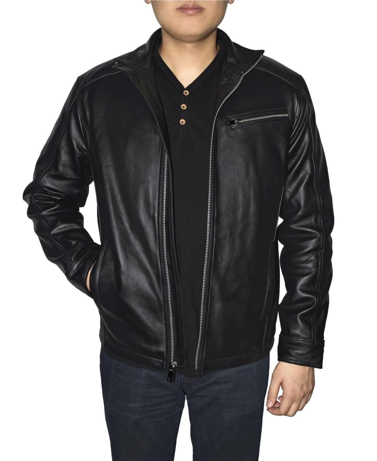 Mens Vintage Leather Lambskin Leather Racer Jacket Product Image