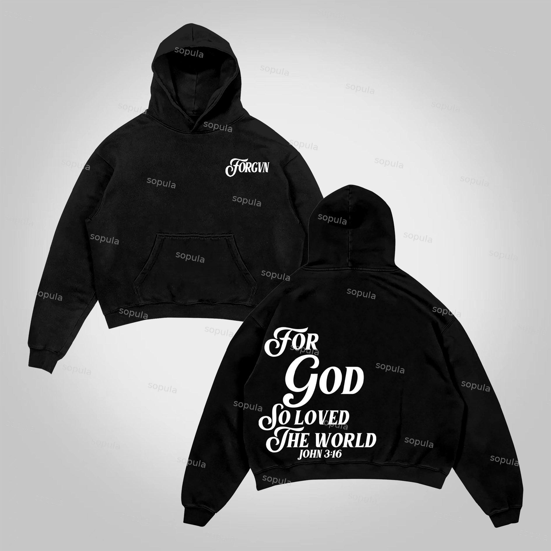 Sopula For God So Loved The World Print Pocket Hoodie Product Image
