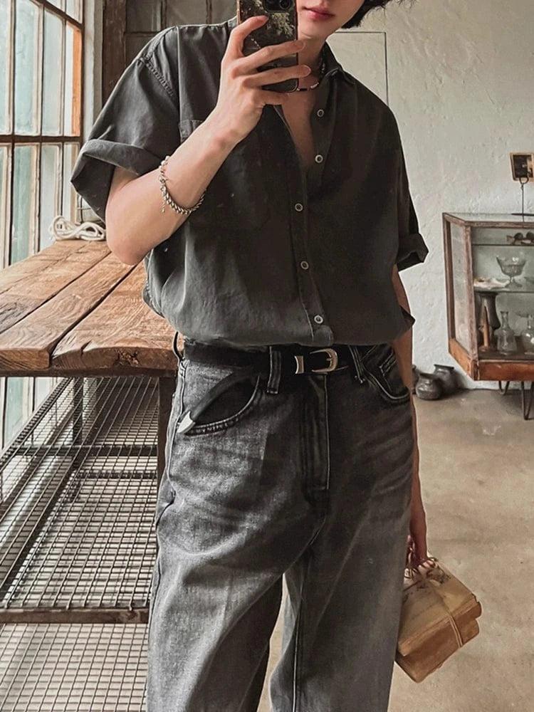 RT No. 18106 GRAY BUTTON-UP SHIRT Product Image