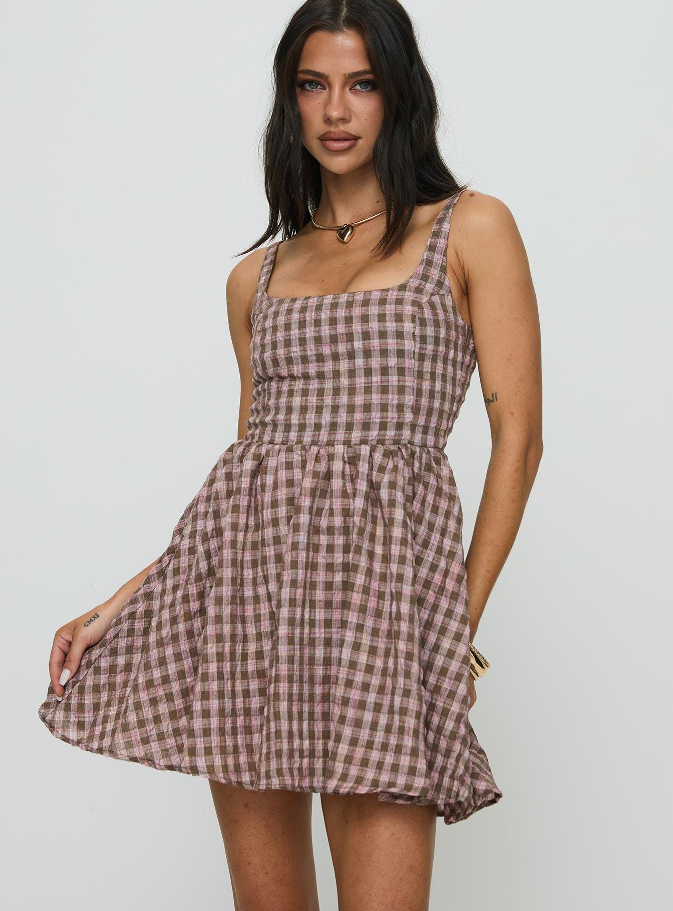 Cartmel Mini Dress Brown / Pink Product Image