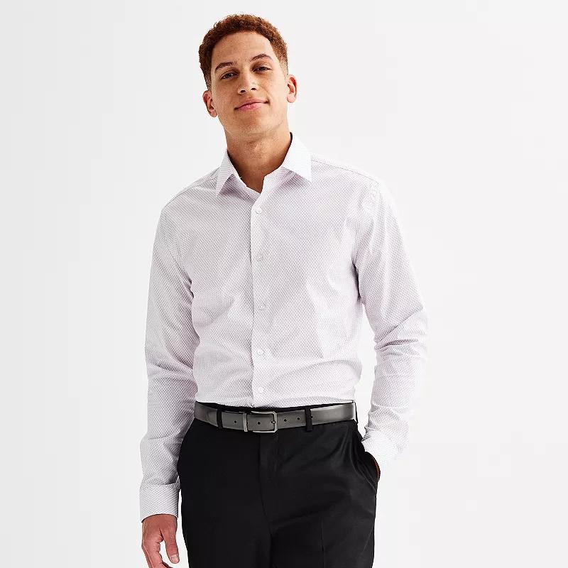 Men's Apt. 9® Premier Flex Regular-Fit Wrinkle Resistant Dress Shirt, Size: Small 32-33, White Dot Geo Product Image