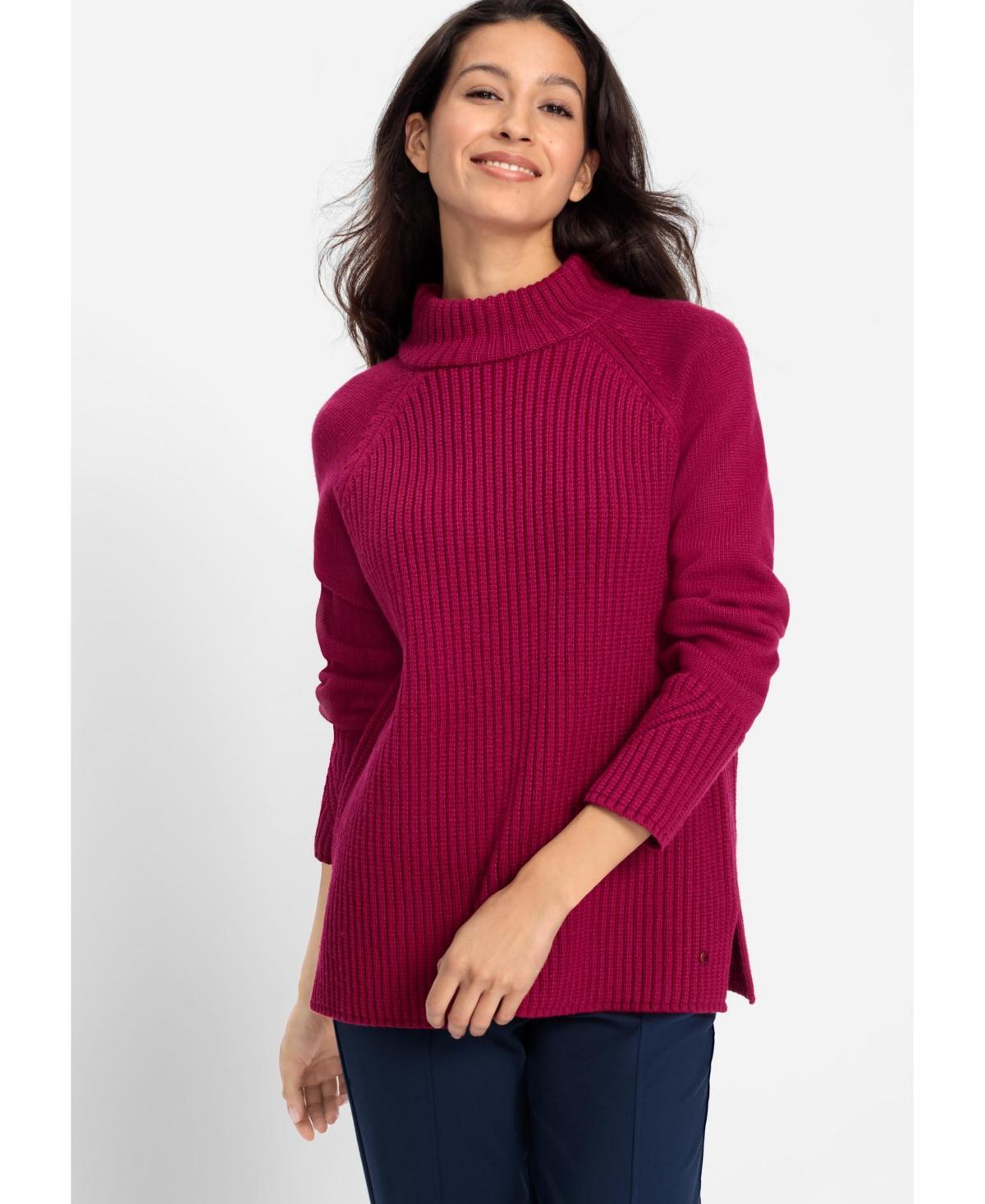 Olsen Womens Chunky Knit Mock Neck Sweater Product Image