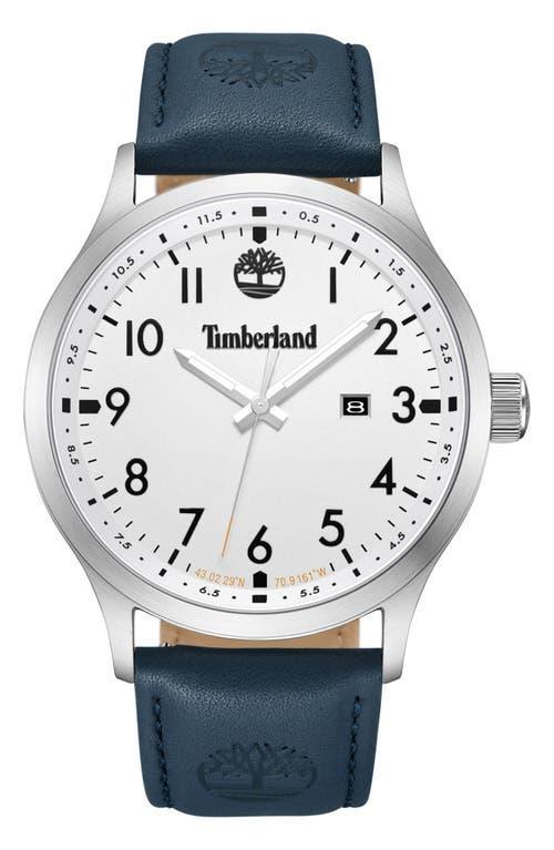 Timberland Mens Quartz Trumbull Dark Blue Genuine Leather Watch 45mm Product Image