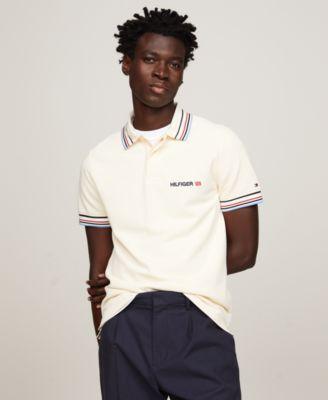 Tommy Hilfiger Mens Bubble Stitch Contrast Global Stripe Short Sleeve Polo Shirt Product Image