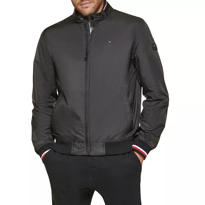 Mens Tommy Hilfiger Bomber Jacket Black Red Combo Product Image