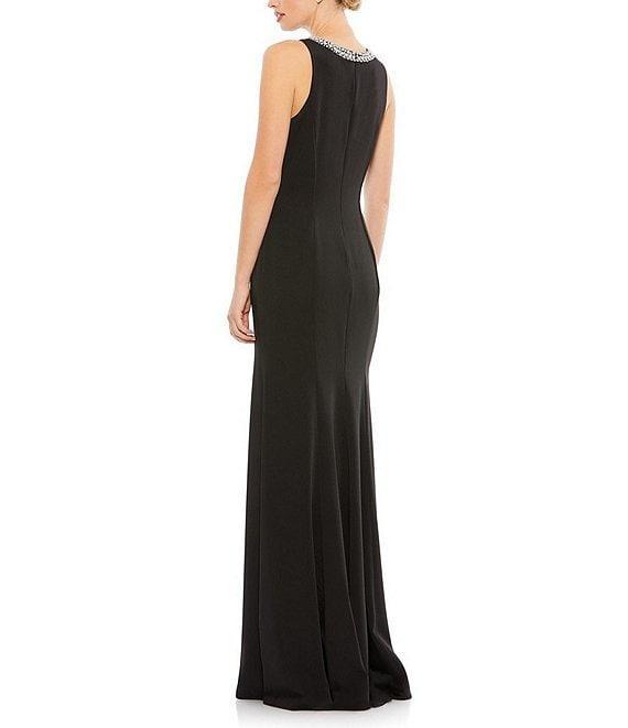 Mac Duggal Beaded Jeweled Crew Neck Sleeveless Sheath Gown Product Image