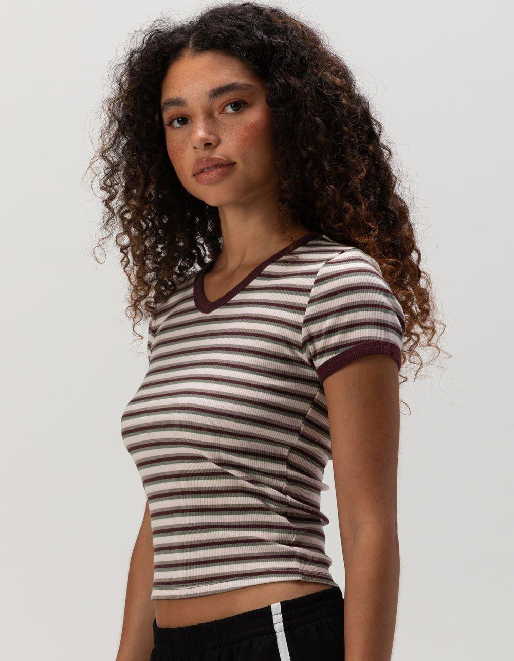 FULL TILT V-Neck Womens Baby Tee - BLUE Product Image