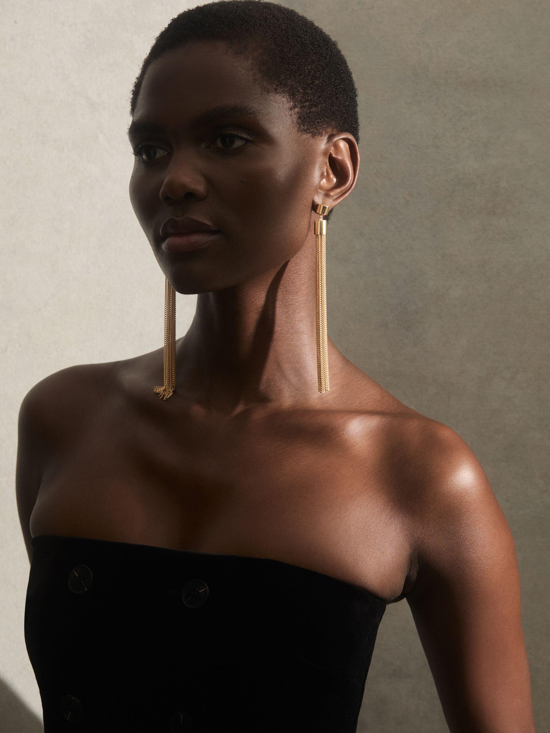 Tassel Drop Earrings in Gold Tone Product Image