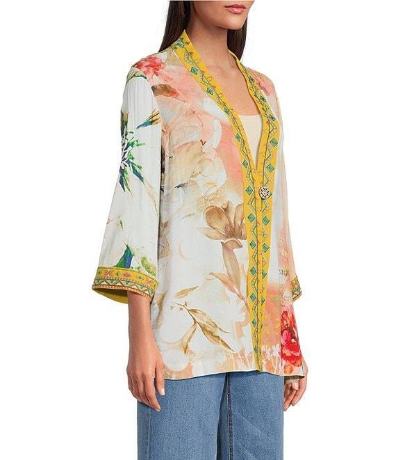 John Mark Embroidered Floral Abstract Kimono Product Image