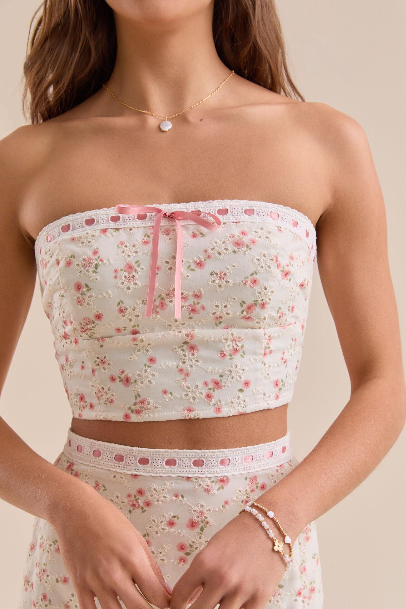 Rose Eyelet Floral Corset Top Product Image