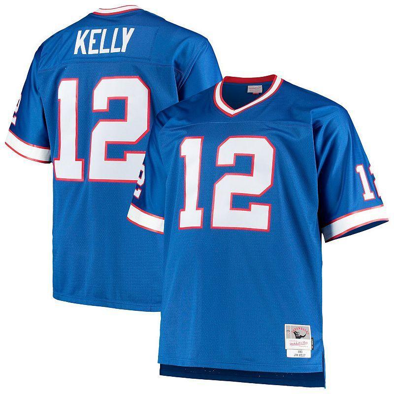 Men's Mitchell & Ness Jim Kelly Royal Buffalo Bills Big & Tall 1990 Retired Player Replica Jersey, Size: 2XLT, Blue Product Image