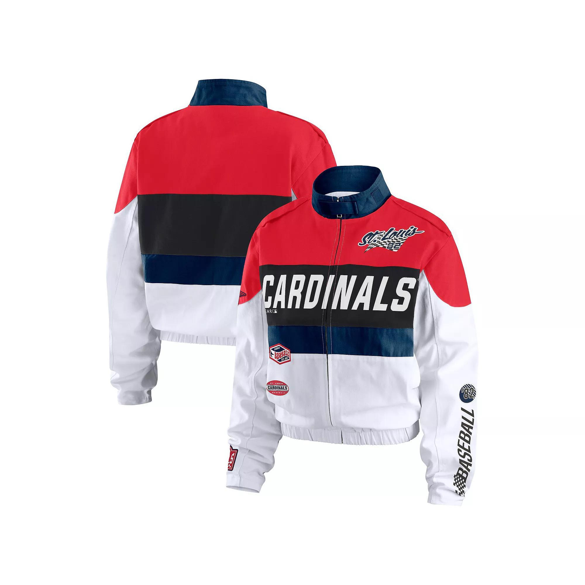 Women's WEAR by Erin Andrews Red/White St. Louis Cardinals Racing Full-Zip Jacket,  Product Image