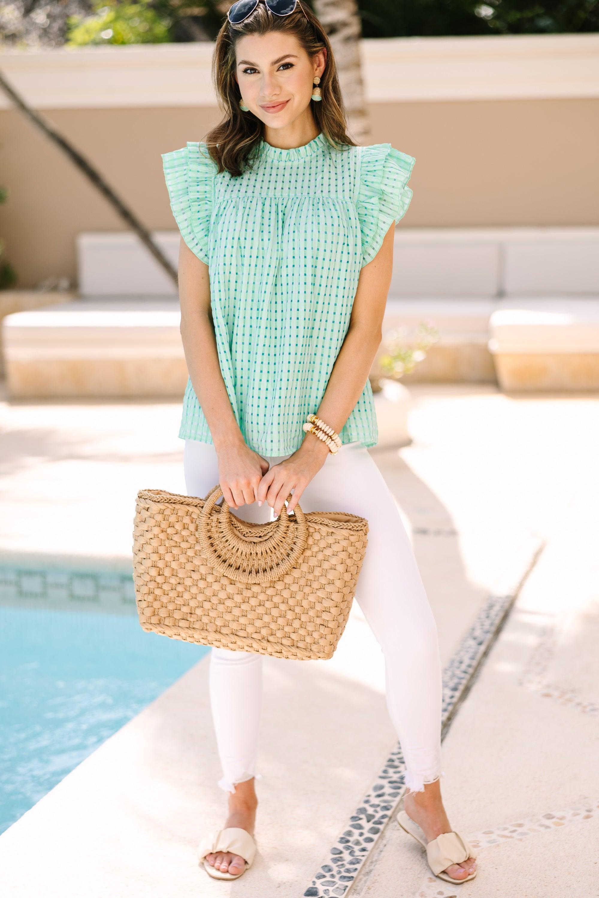 All I Ask Mint Green Textured Blouse Female Product Image