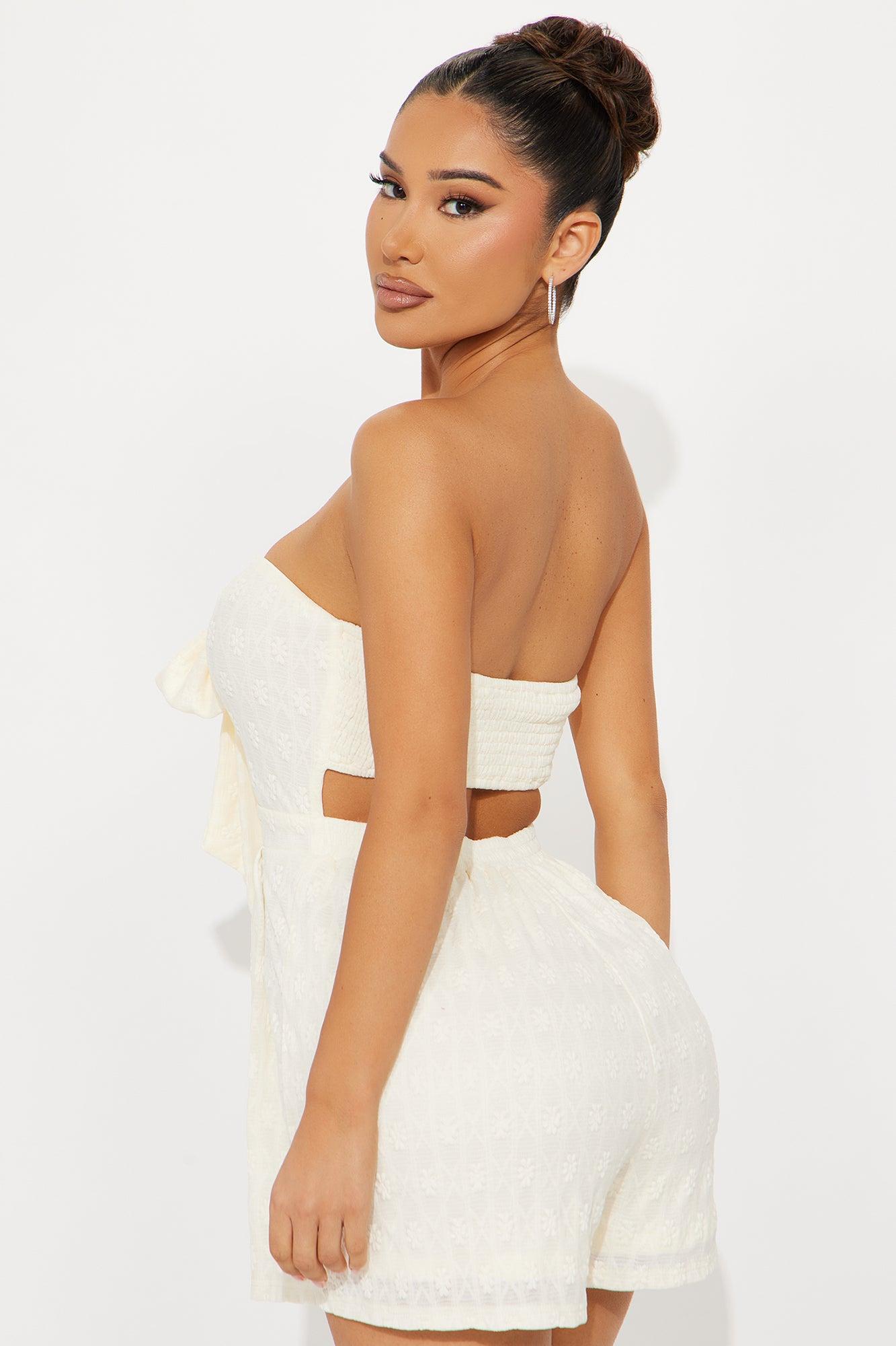 Dani Jacquard Romper - Cream Product Image