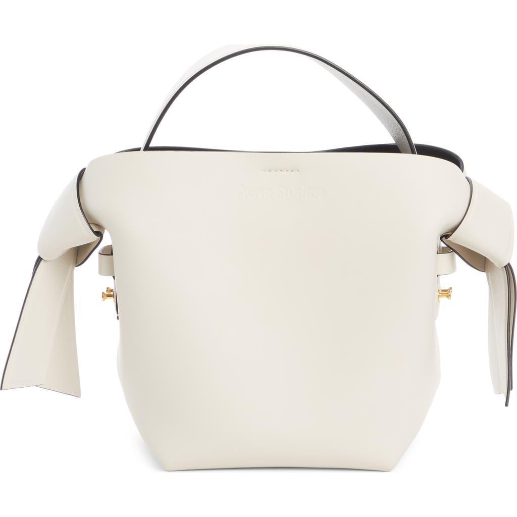 ACNE STUDIOS Mini Musubi Leather Top Handle Bag In White/black Product Image